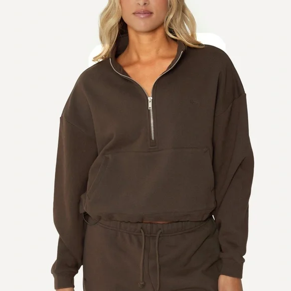 SET Active HEAVYWEIGHT SWEATS HALF ZIP - BROWNSTONE Size MBrownstone / M - Picture 1 of 3